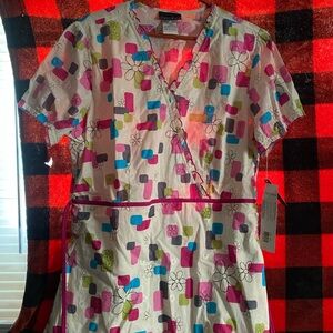 Cherokee Multicolor Floral Scrub Top